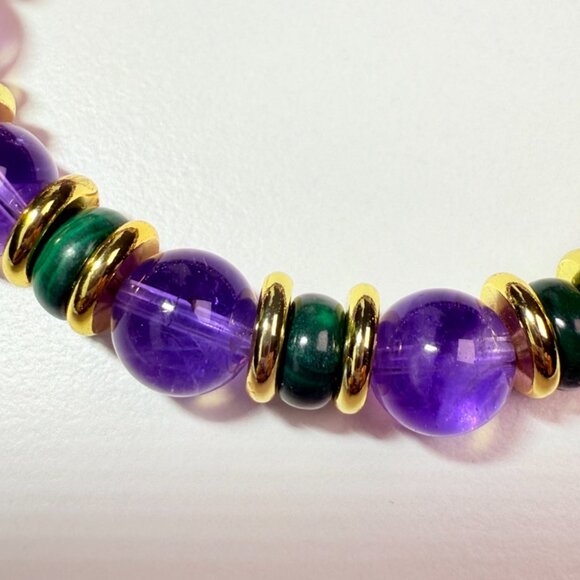 Amethyst & Malachite Jewelry Set – Bracelet + Earring - Picture 11 of 12